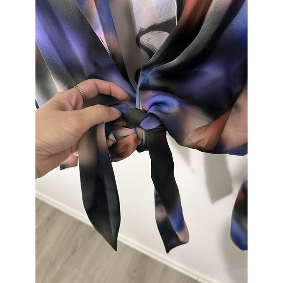 NWT Topshop Satin Tie Dye Shirt In Multi Size 6 - Picture 7 of 15